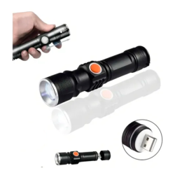 Lanterna Tática LED 3 funções Mini Recarregável USB BL-515