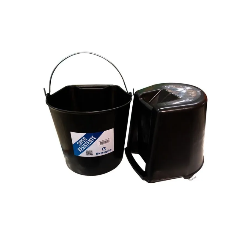 Balde 1 Cavidade 16 litros Preto Alça Ferro Brasipla