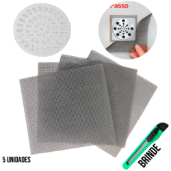 Tela Protetora para Ralo 20 x 20 cm. Cinza Kit 5 peças + Estilete