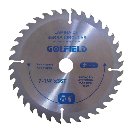 Disco de Serra Circular 7" - 180 mm. x 22 mm. - 36 dentes Golfield