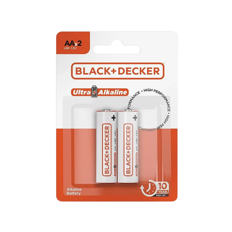 Pilha Ultra Alcalina Cartela 2 x AA LR6 1,5V Black+Decker