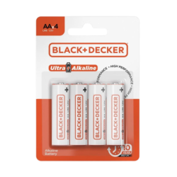 Pilha Ultra Alcalina Cartela 4 x AA LR6 1,5V Black+Decker