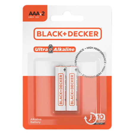 Pilha Ultra Alcalina Cartela 2 x AAA LR03 1,5V Black+Decker
