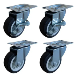 Rodas 4 giratórias (2 com freio) 7,5 cm. - 3" - em PU Macio ID-0113R Idea