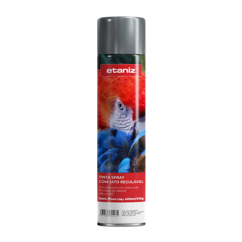 Tinta Spray 400ml. Metálico Alumínio Etaniz