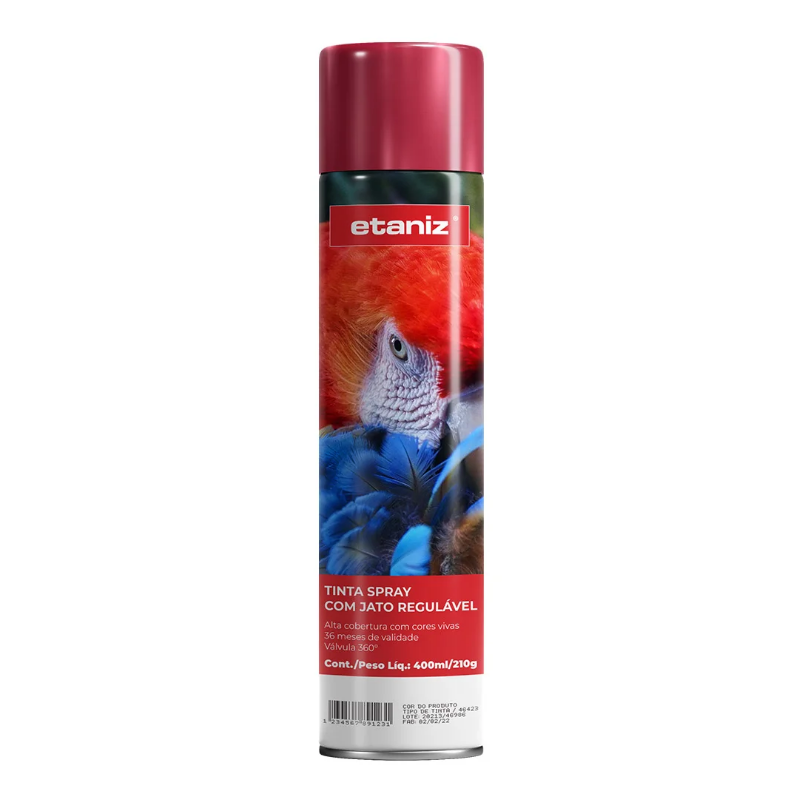 Tinta Spray 400ml. Metálico Vermelho Etaniz
