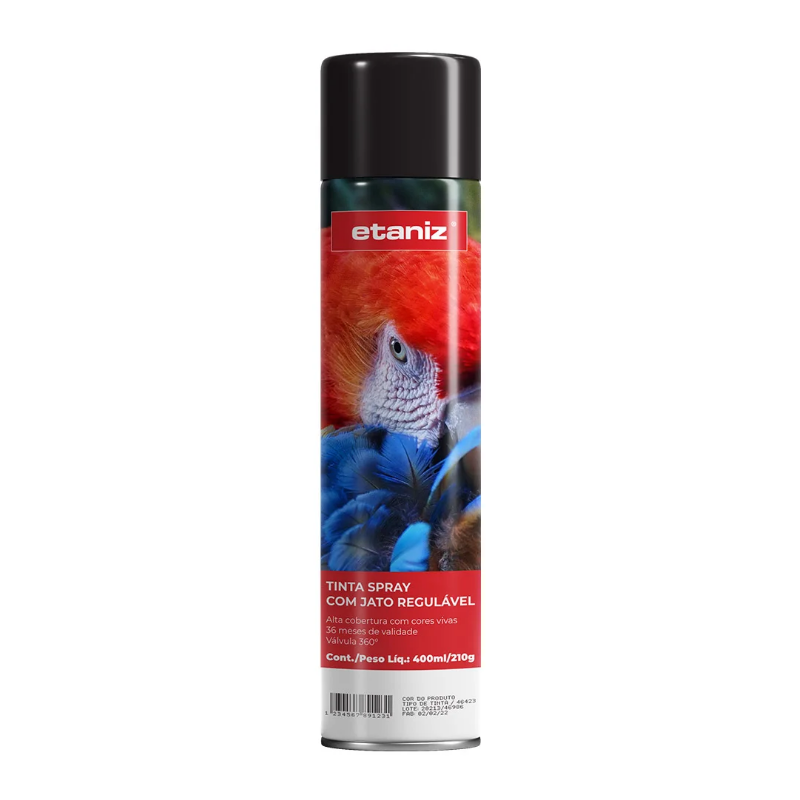 Tinta Spray 400ml. Preto Fosco Etaniz