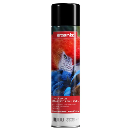 Tinta Spray 400ml. Preto Brilhante Etaniz