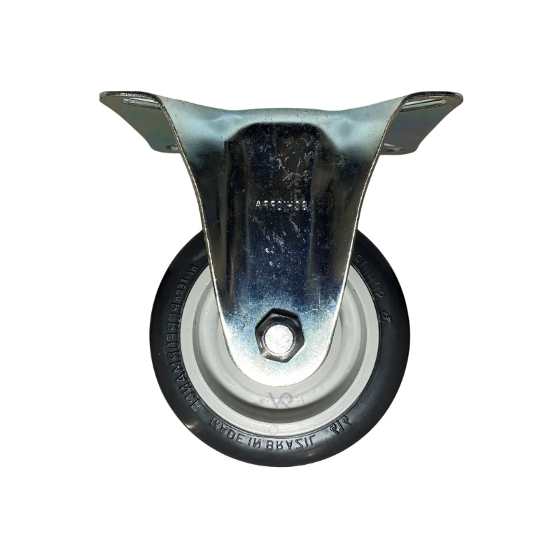Rodízio Base Fixa Chapa 4" - 100 mm. PU Macio Rodiline