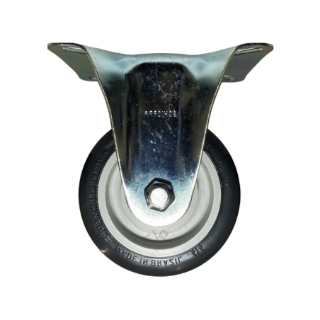 Rodízio Base Fixa Chapa 4" - 100 mm. PU Macio Rodiline
