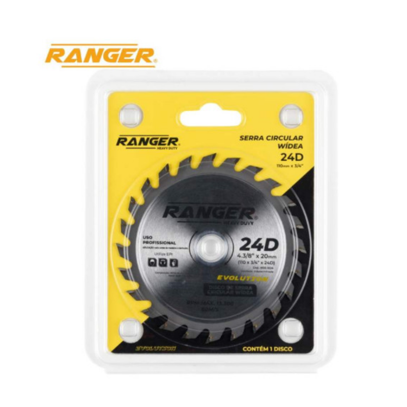 Disco de Corte Serra Circular Widea 185 mm. - 7.1/4" x 20 mm 24 dentes RDS-1824 Ranger