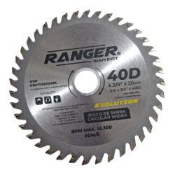 Disco de Corte Serra Circular Widea 4.3/8" x 20 mm 40 dentes Ranger