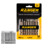 Bits Ponteiras Variadas CRV 65 mm. Encaixe 1/4" 10 peças 6 Philips 4 Fenda RJB-5000 Ranger