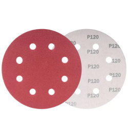 Disco Lixa com Velcro 125 mm. 8 furos Grão 120 Pacote 10 pçs Profield