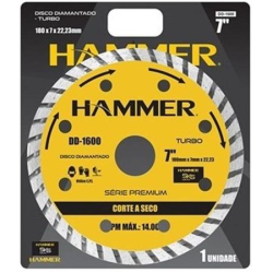 Disco Corte Serra Marmore  7" - 180 x 7 x 22,23 mm Turbo DD-1600 Hammer