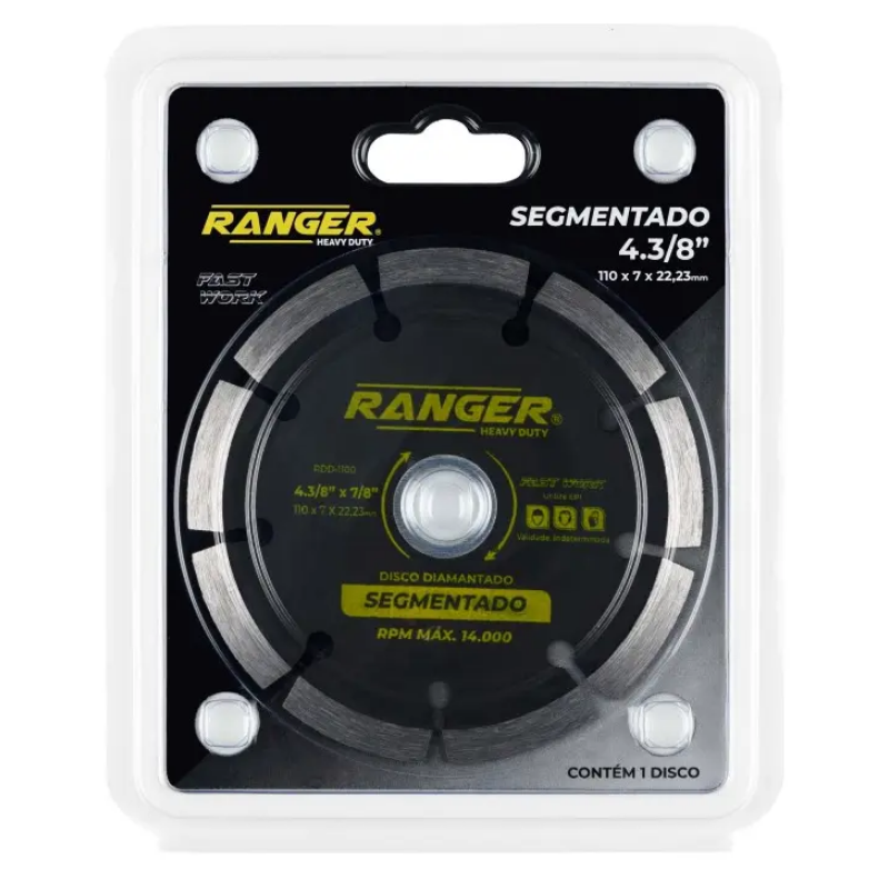 Disco Corte Serra Marmore 4.3/8" - 110 x 7 x 22,23 mm Segmentado PRO RDD-1101 Ranger