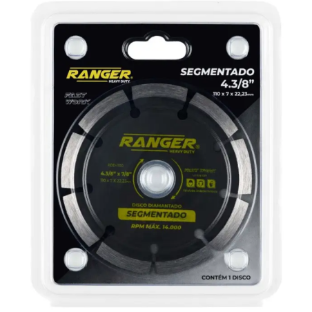 Disco Corte Serra Marmore 4.3/8" - 110 x 7 x 22,23 mm Segmentado PRO RDD-1101 Ranger