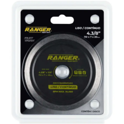 Disco Corte Serra Marmore 4.3/8" - 110 x 7 x 22,23 mm Liso PRO RDD-1001 Ranger