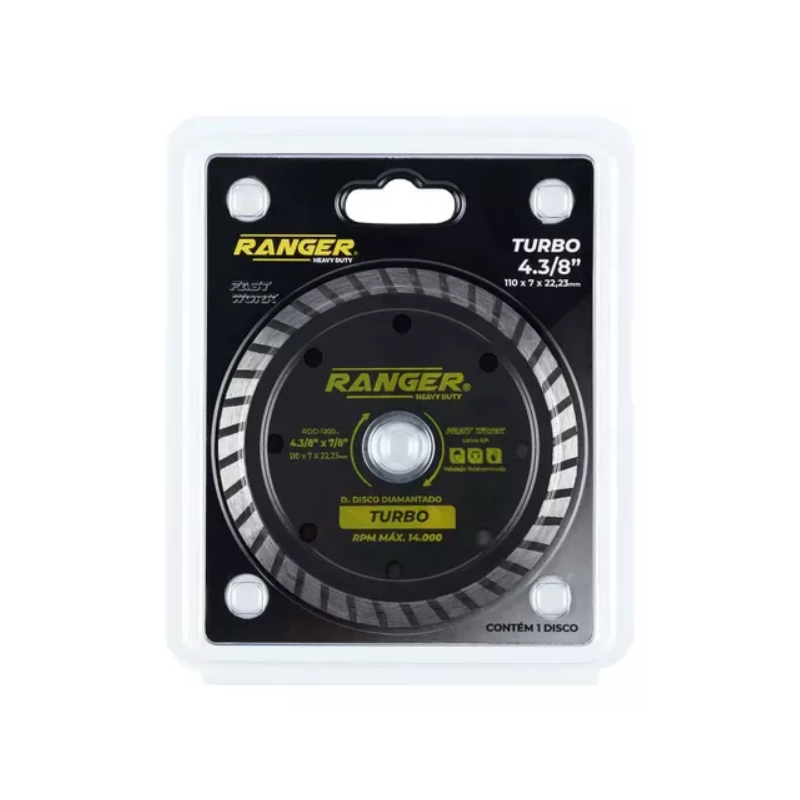 Disco Corte Serra Marmore 4.3/8" - 110 x 7 x 22,23 mm Turbo PRO RDD-1201 Ranger