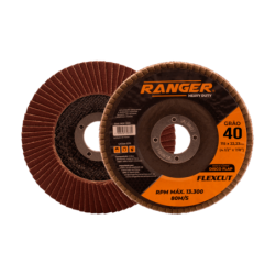 Disco Flap 4.1/2" - 115 x 22,23 mm. Óxido Aluminio Grão 040 RDF-1540 Pacote 10 pçs Ranger