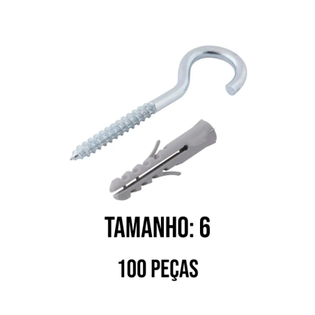 Gancho com Bucha No. 06 pacote 100 pçs WS