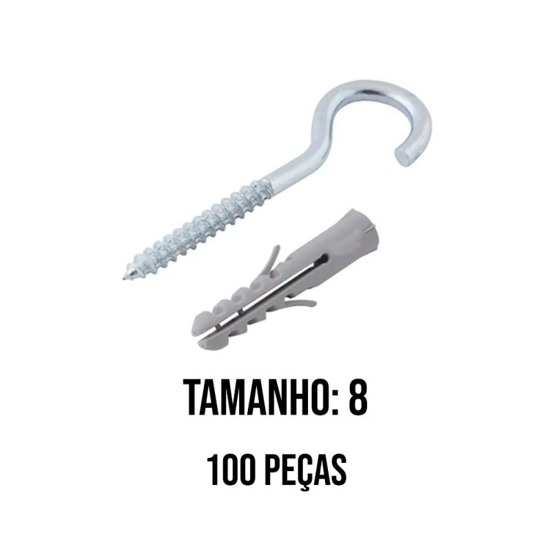 Gancho com Bucha No. 08 pacote 100 pçs WS