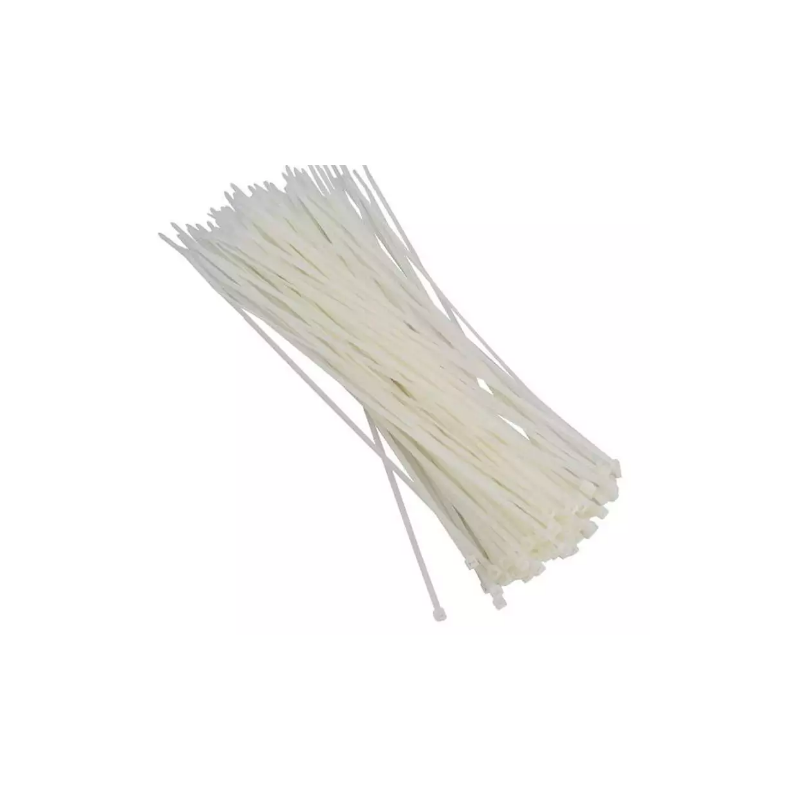 Abracadeira de Nylon Branca 2,5 mm. x 100 mm. - 100 pcs.