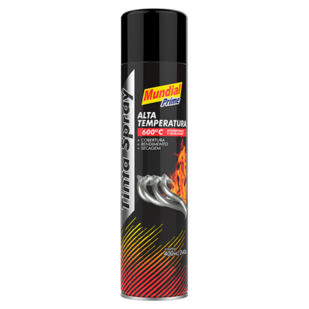 Tinta Spray 400ml. Alta Temp. Preto Fosco Mundial Prime