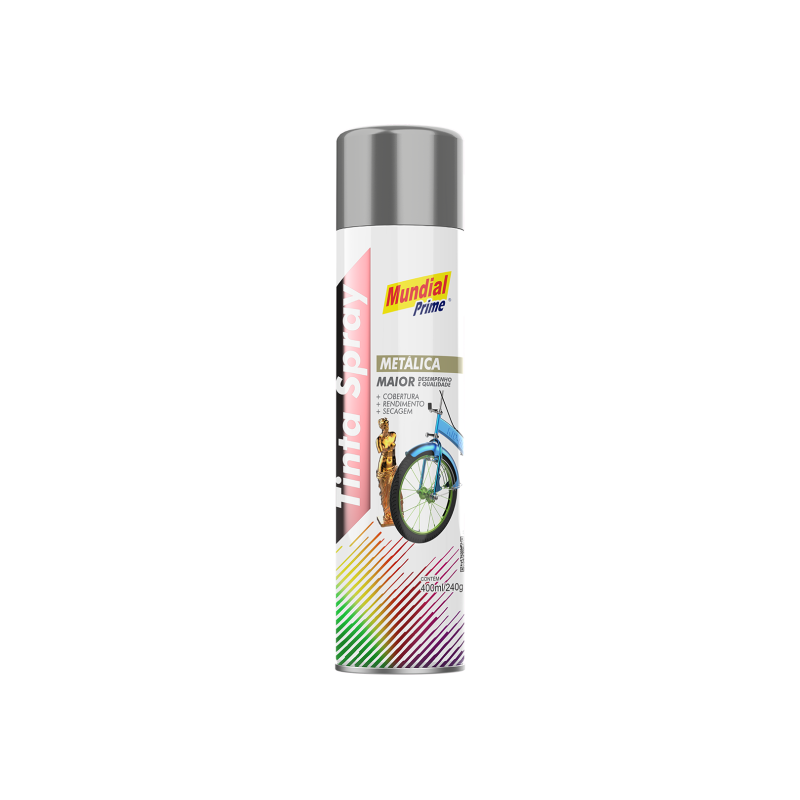 Tinta Spray 400ml. Metalica Aluminio Mundial Prime