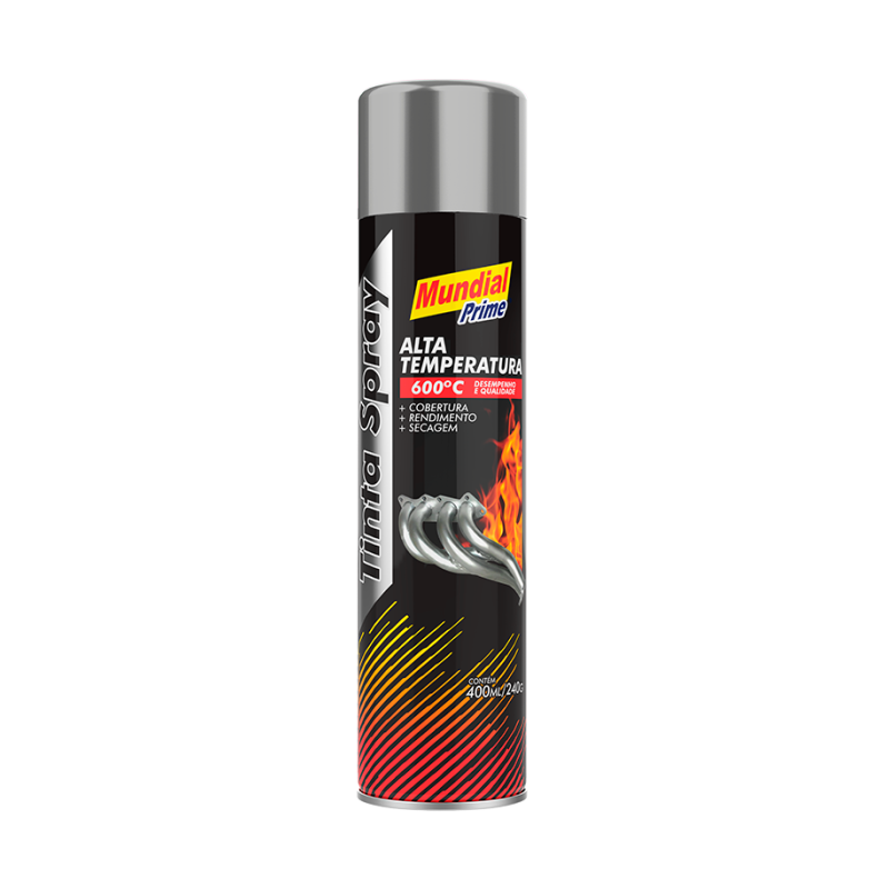 Tinta Spray 400ml. Alta Temp. Aluminio Mundial Prime