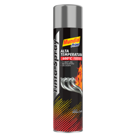 Tinta Spray 400ml. Alta Temp. Aluminio Mundial Prime