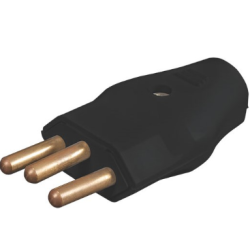 Pino Macho Plug New 2P + T 10A Preto Embalagem Individual FC