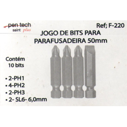 Bits para Parafusadeira Mista 5 cm. Caixa 10 peças F-220 Saint Plus