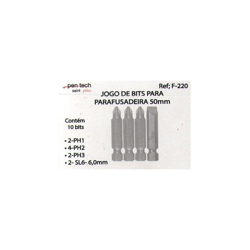 Bits para Parafusadeira Mista 5 cm. Caixa 10 peças F-220 Saint Plus